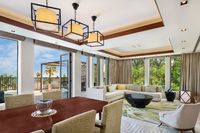 King bed and private terrace with sun loungers.