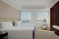 Opulent suite with Burj views.