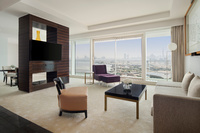 Opulent suite with Burj views.