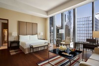 King or Twin Bedroom with Amenities and City View.