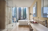 King or Twin Bedroom with Amenities and City View.