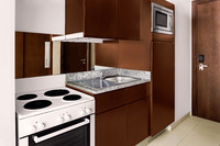 Extended stay, fully equipped kitchen.