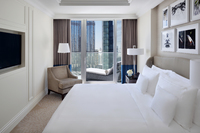 Spacious room with city views.