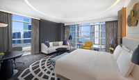 Spacious, modern room with amenities.