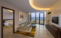 Partial sea view, king beds.