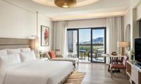 Panoramic views over the glittering waters.