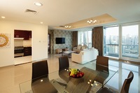 Spacious sea-view apartments with amenities.