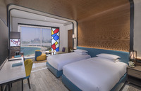Dubai view, spacious luxury room.