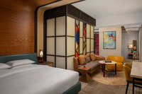 Creative design, king bed, balcony.