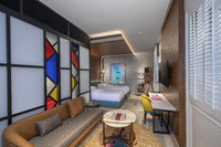 Creative design, king bed, balcony.