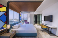Eclectic style, spacious suite, king bed.