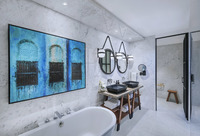 Eclectic style, spacious suite, king bed.