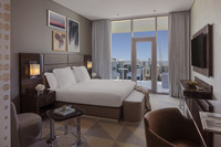 Luxury room with Burj Khalifa view.