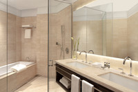 Luxury room with Burj Khalifa view.