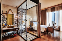 Bedouin-inspired, stylish, rainfall shower.       
