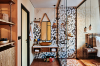 Bedouin-inspired, stylish, rainfall shower.       