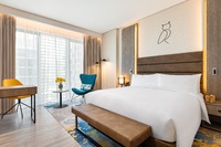 Spacious family suite with city view.