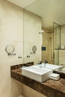 Contemporary feature and dainty decor.