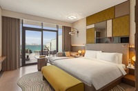 Terraced sea views with sunbeds.