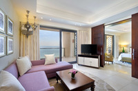 Opulent Arabian suite with amenities.