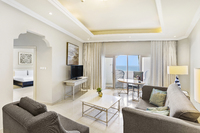 Living area, balcony, king, kitchen